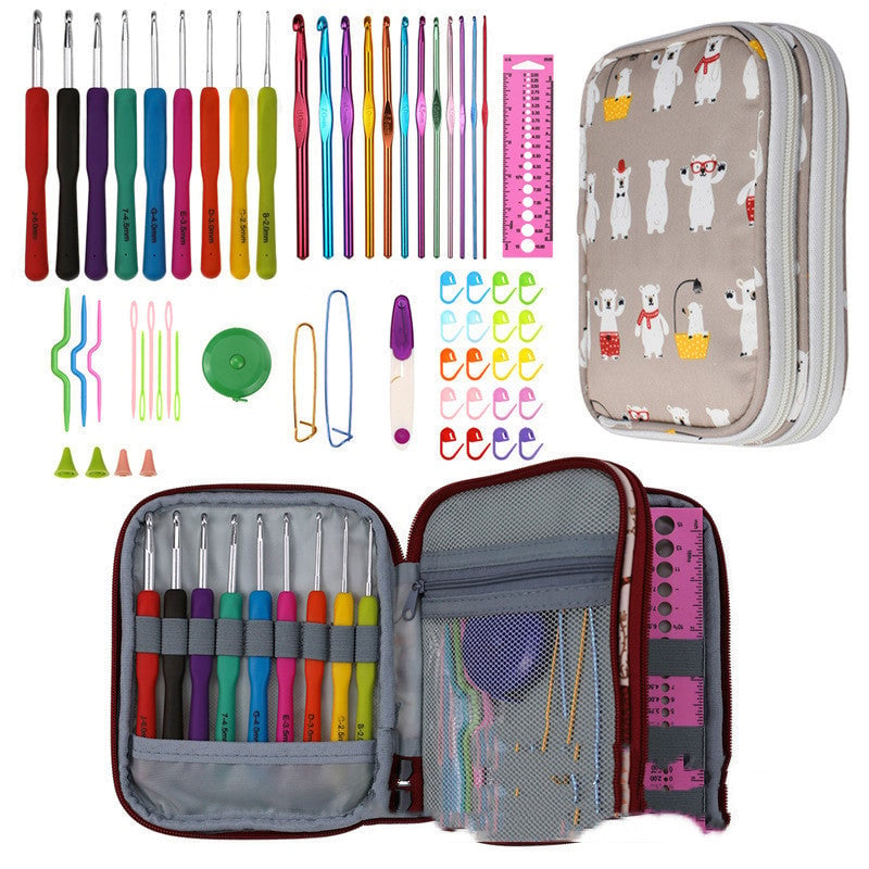 36 Styles Crochet Hook Set With Case Weaving Knitting Needles Set DIY Needle Arts Craft Sewing Tools Accessories For Image 1