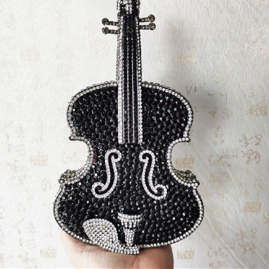 Amazing Luxury Violin Crystal Evening Bags Party Handbag Image 1