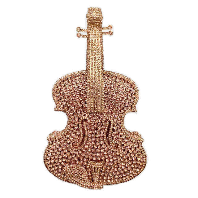 Amazing Luxury Violin Crystal Evening Bags Party Handbag Image 2