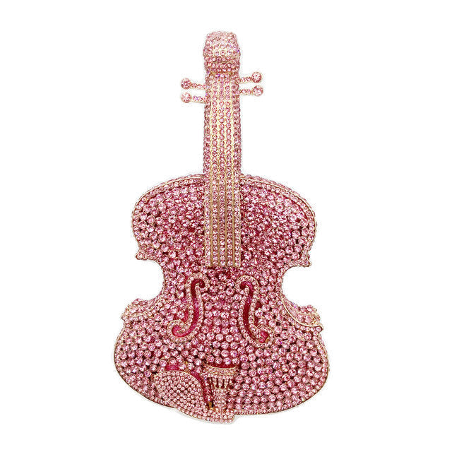 Amazing Luxury Violin Crystal Evening Bags Party Handbag Image 4