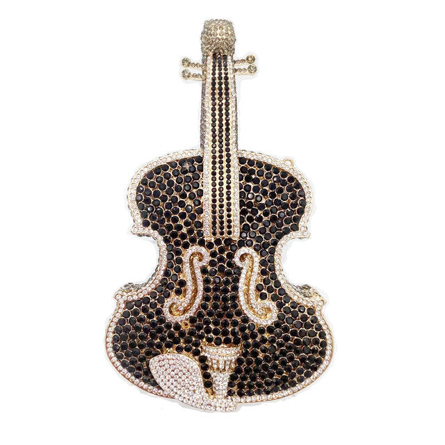 Amazing Luxury Violin Crystal Evening Bags Party Handbag Image 7