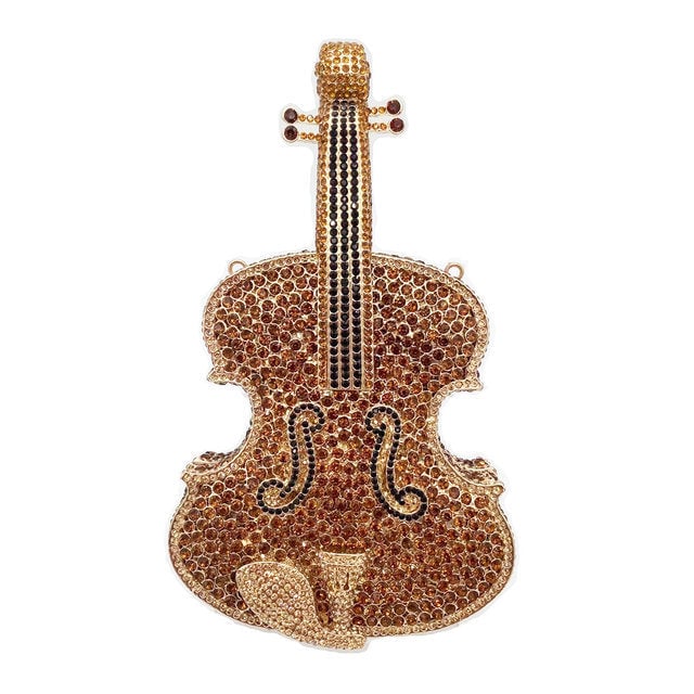 Amazing Luxury Violin Crystal Evening Bags Party Handbag Image 1