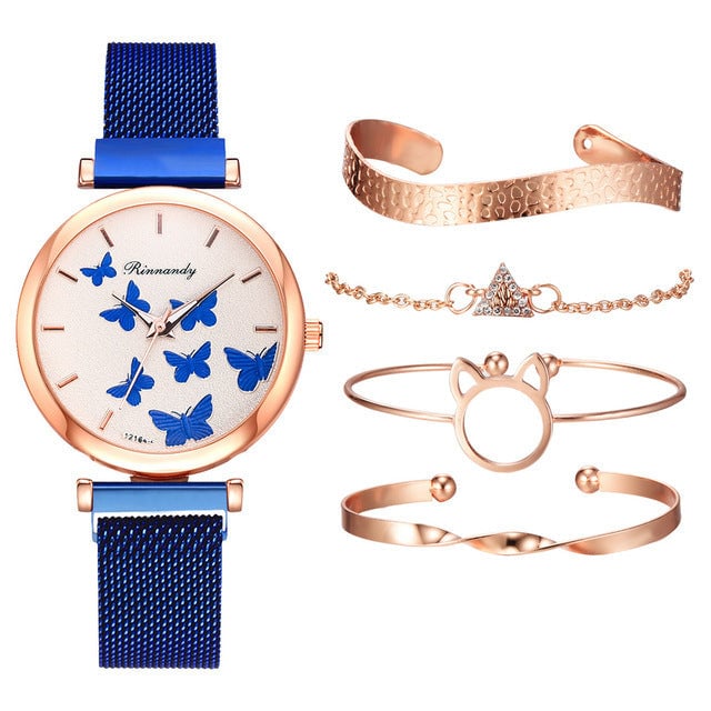 Butterfly Dial Quartz Watch Set Image 1