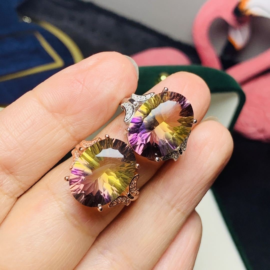 Colored Gems Jewelry Gorgeous Ametrine 925 Silver Ring Image 1