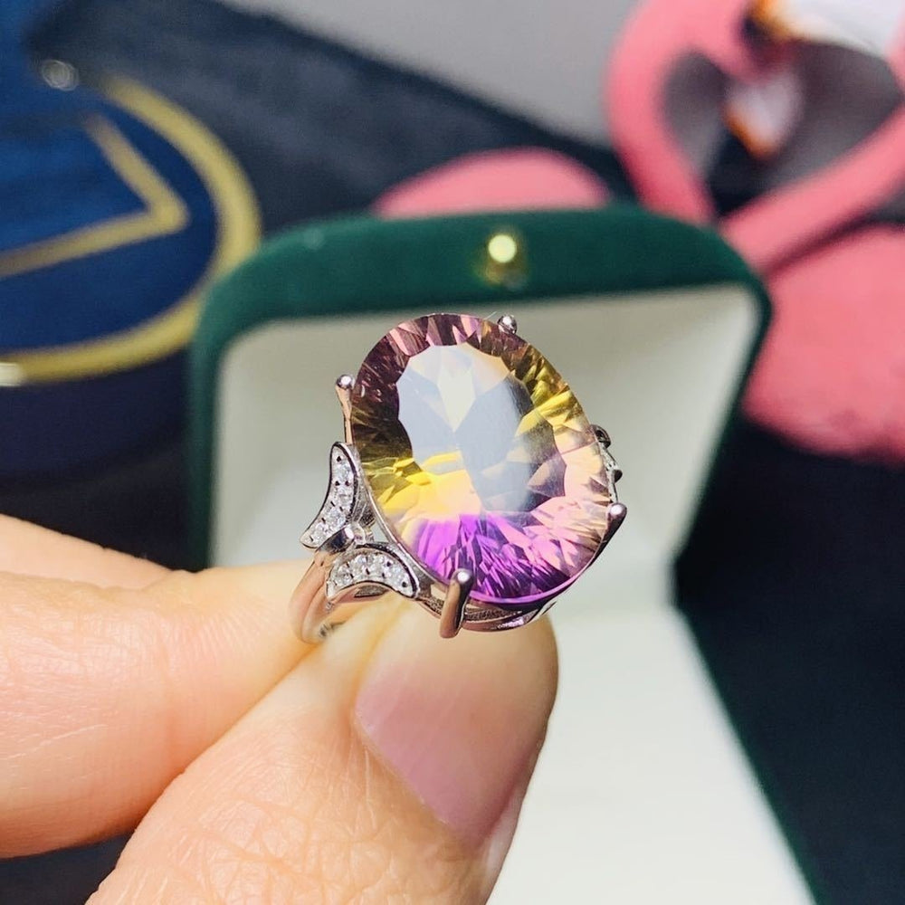 Colored Gems Jewelry Gorgeous Ametrine 925 Silver Ring Image 2