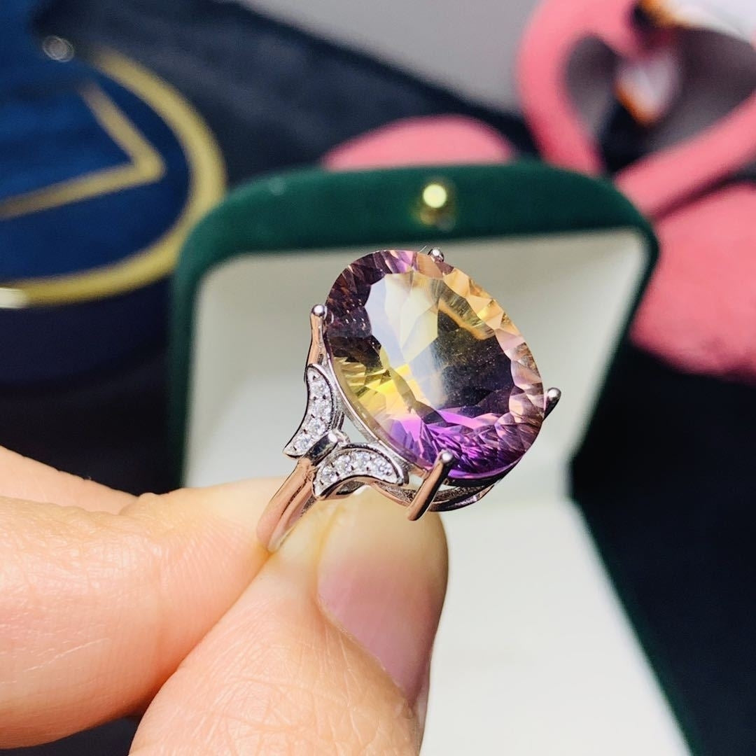 Colored Gems Jewelry Gorgeous Ametrine 925 Silver Ring Image 4