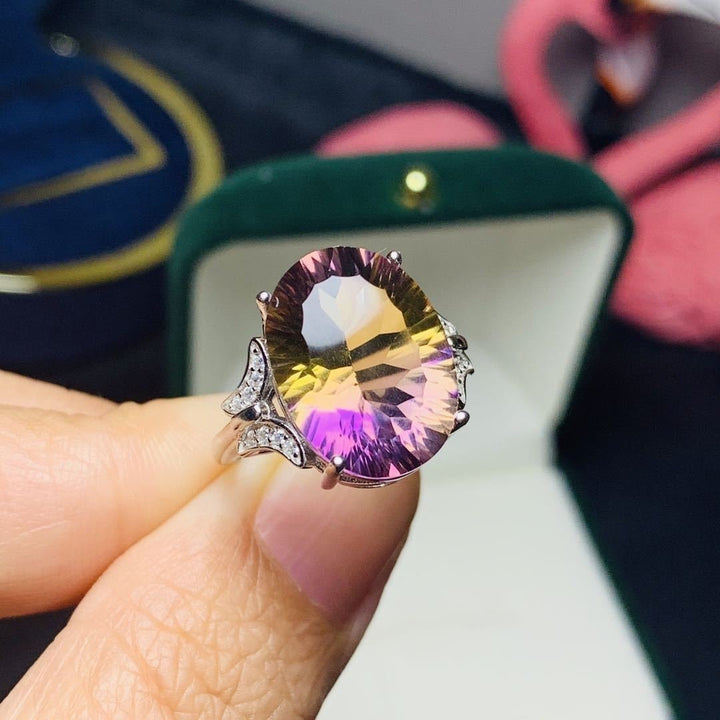 Colored Gems Jewelry Gorgeous Ametrine 925 Silver Ring Image 6