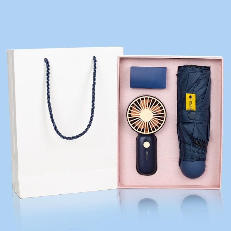 Creative Sunny Rain Small Umbrella Fan Gift Set Image 4