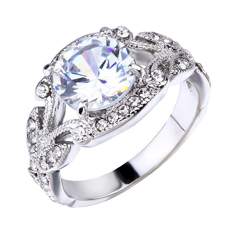 European and American Princess Rings Diamond Rings Tree Leaf Engagement Rings Image 2