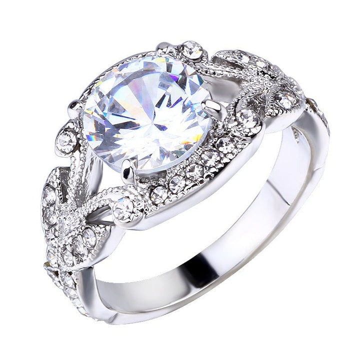 European and American Princess Rings Diamond Rings Tree Leaf Engagement Rings Image 1