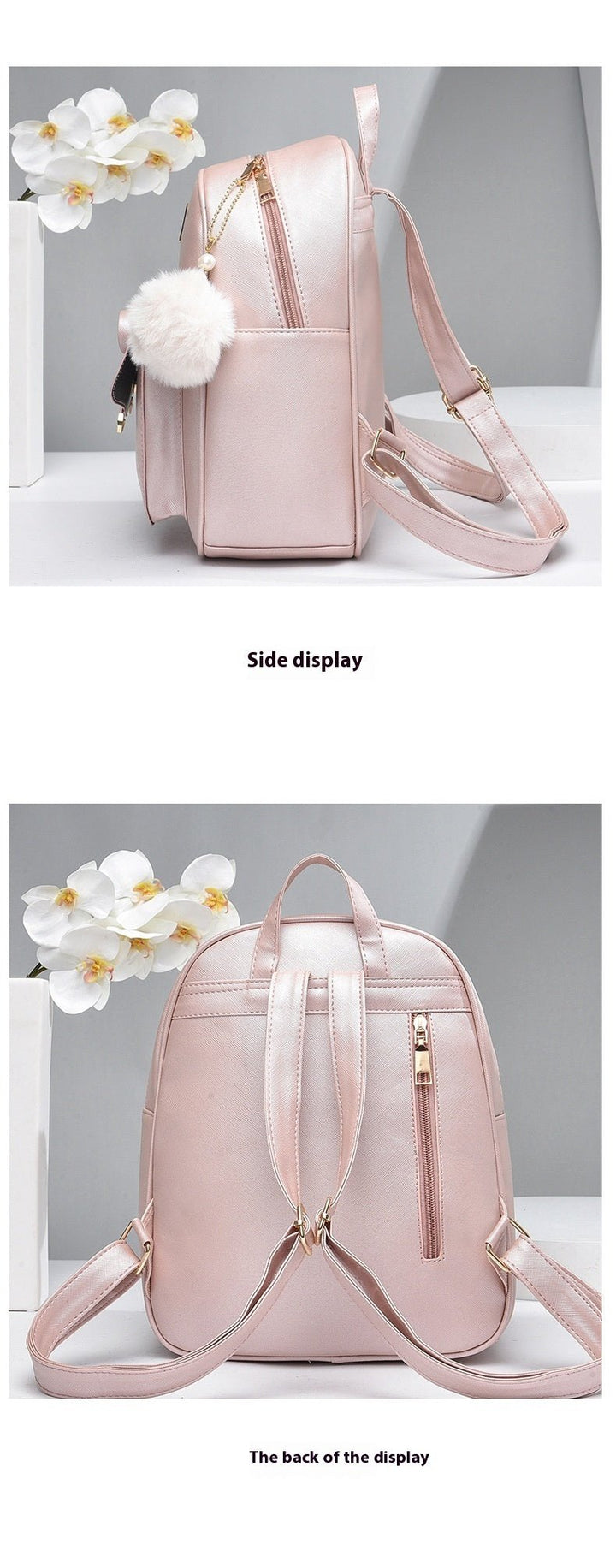 Fashion Womens Bags PU Bow Composite Bag Young Girl Student Cute Shoulders Backpack Crossbody Bags Coin Purse 3pcs Set Image 8