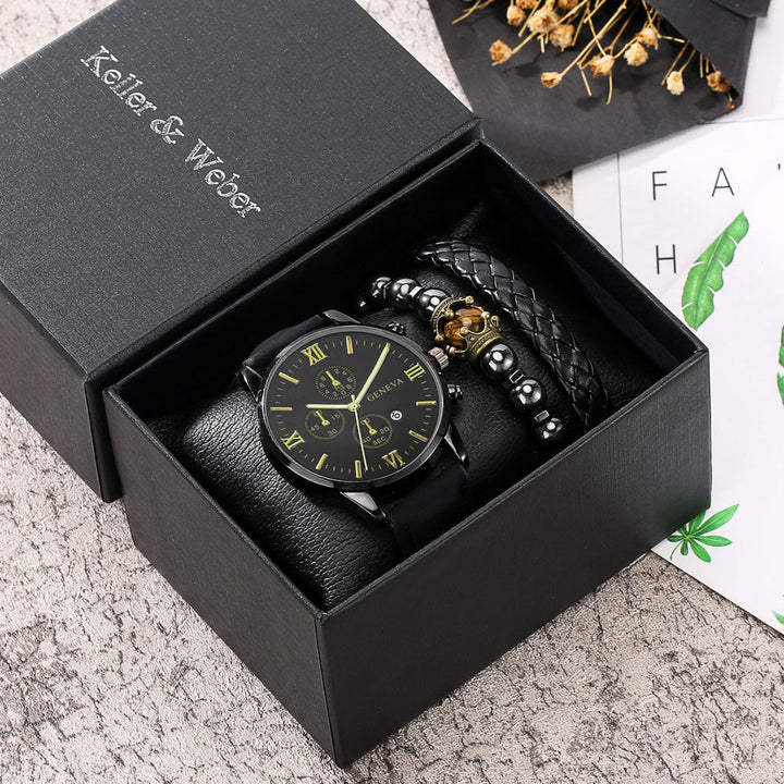 Gift Box Set Mens Quartz Watch Bracelet Fashion Image 2