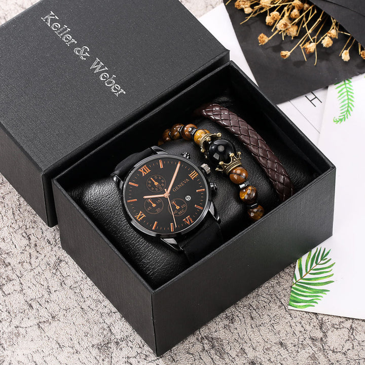 Gift Box Set Mens Quartz Watch Bracelet Fashion Image 6