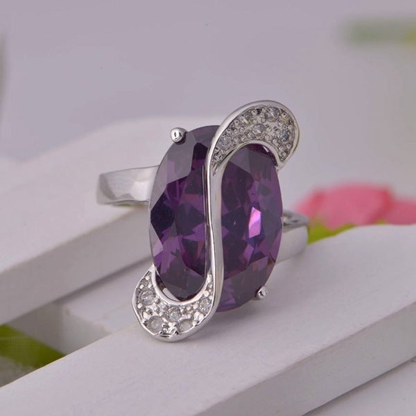 Inlaid Series Jewelry Semi-precious Stones Austrian Crystal Micro-set Ring 925 Image 4