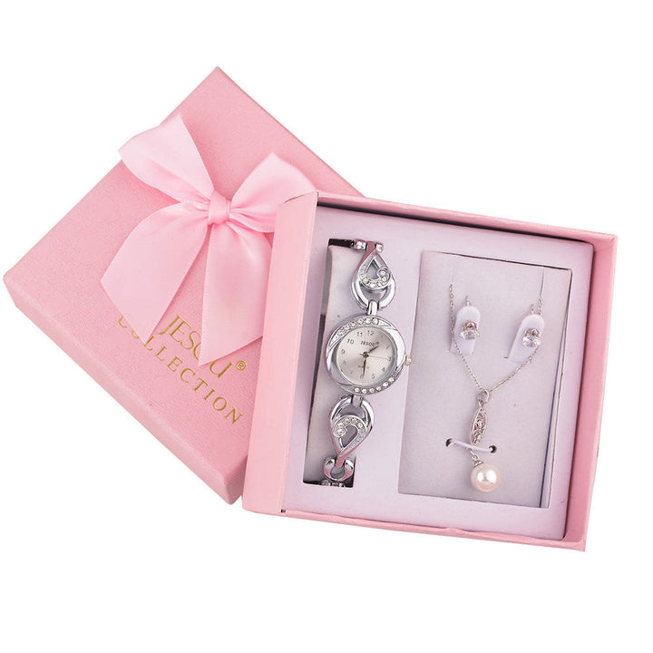 Ladies Watch Gift Box Set Necklace Earrings Combination Image 1