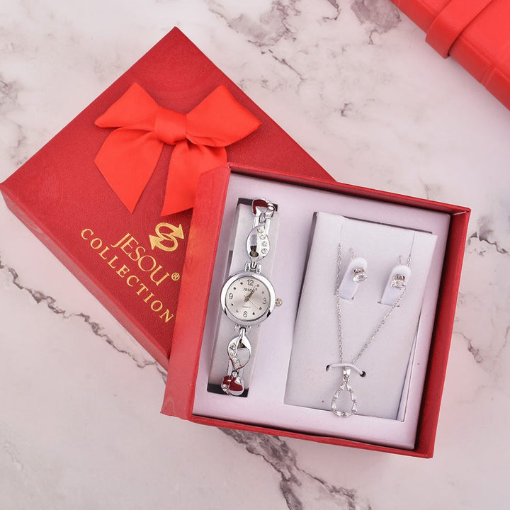 Ladies Watch Gift Box Set Necklace Earrings Combination Image 1