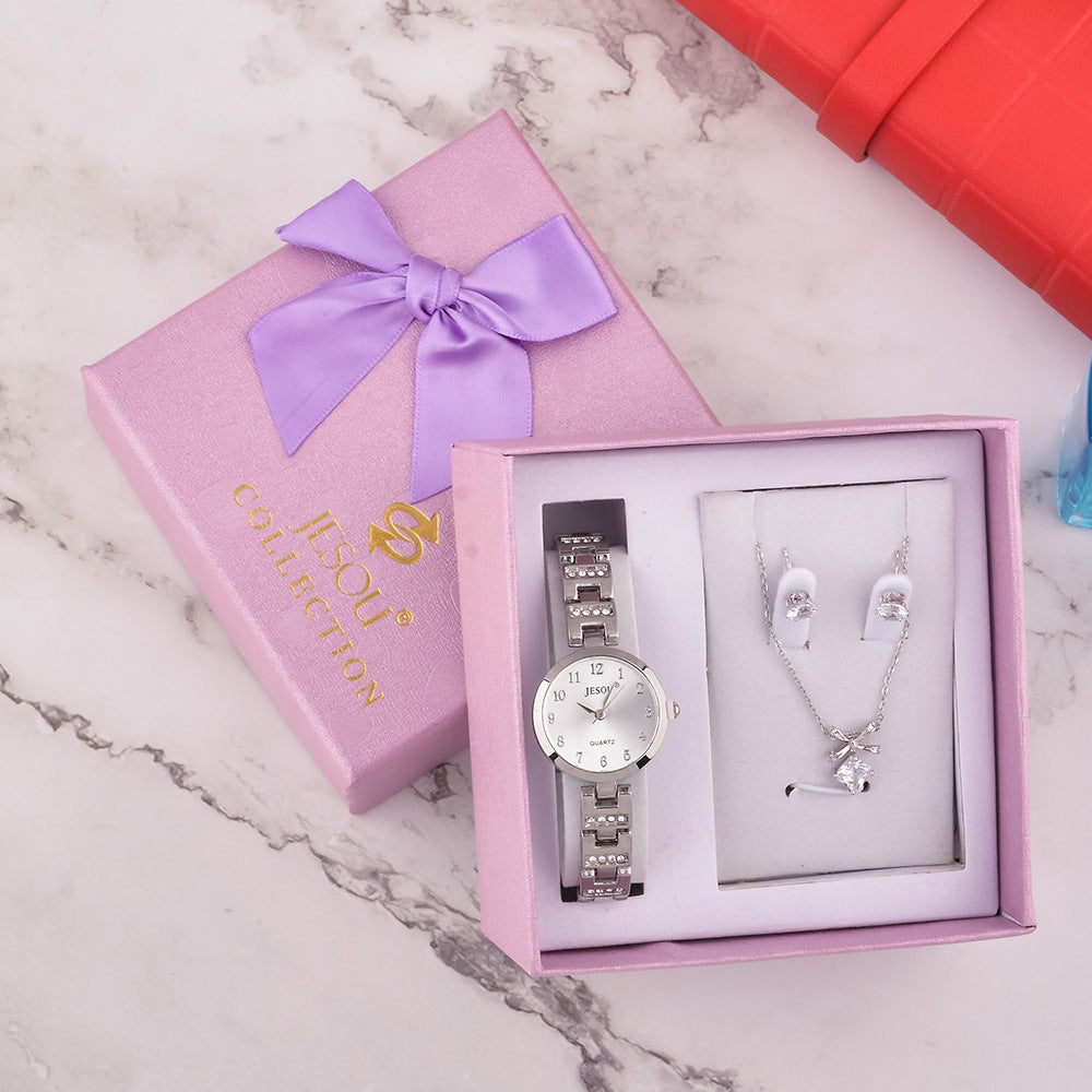 Ladies Watch Gift Box Set Necklace Earrings Combination Image 3