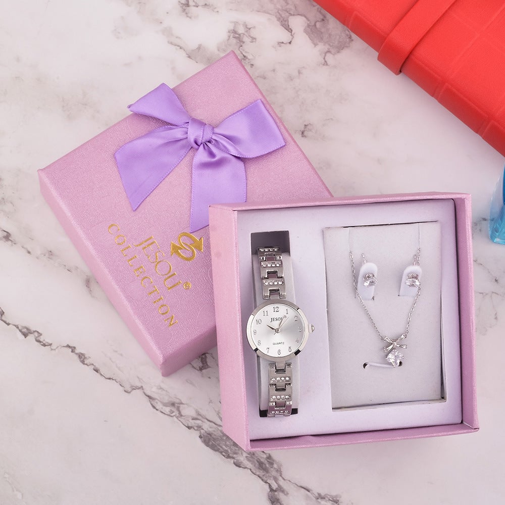 Ladies Watch Gift Box Set Necklace Earrings Combination Image 1