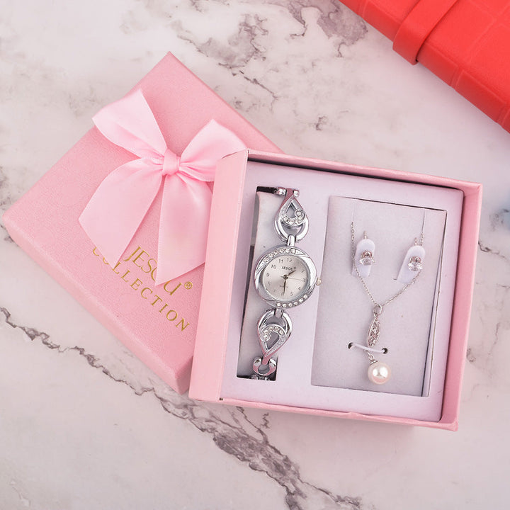 Ladies Watch Gift Box Set Necklace Earrings Combination Image 6