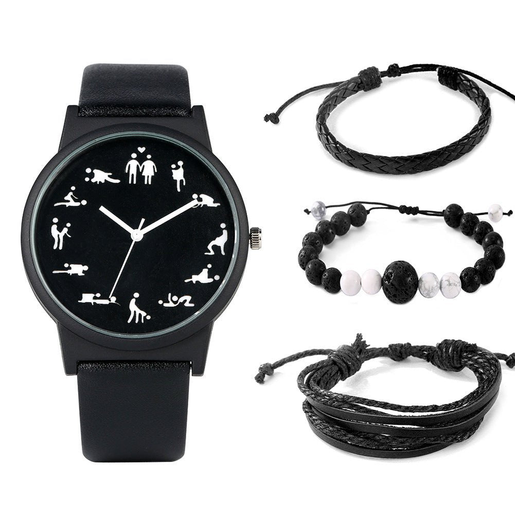 Mens Gift Box Set Watch Fashion Watch Bracelet Set Quartz Image 3