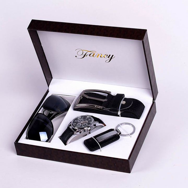 Mens Gift High-End Watch Fashion Sunglasses Keychain 4 Piece Set Image 1