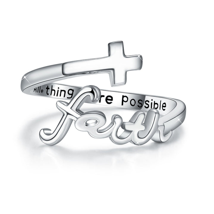 Cross Rings 925 Sterling Silver Faith Adjustable Rings Open Rings Cross Ring Jewellery For Mother Women Men Women Gifts Image 1