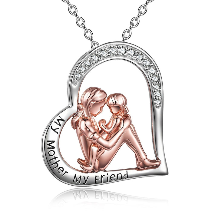 Mother Daughter Necklace 925 Sterling Silver Engraved My Mother My Friend Jewelry Mothers Day Birthday Gifts for Mom Image 1