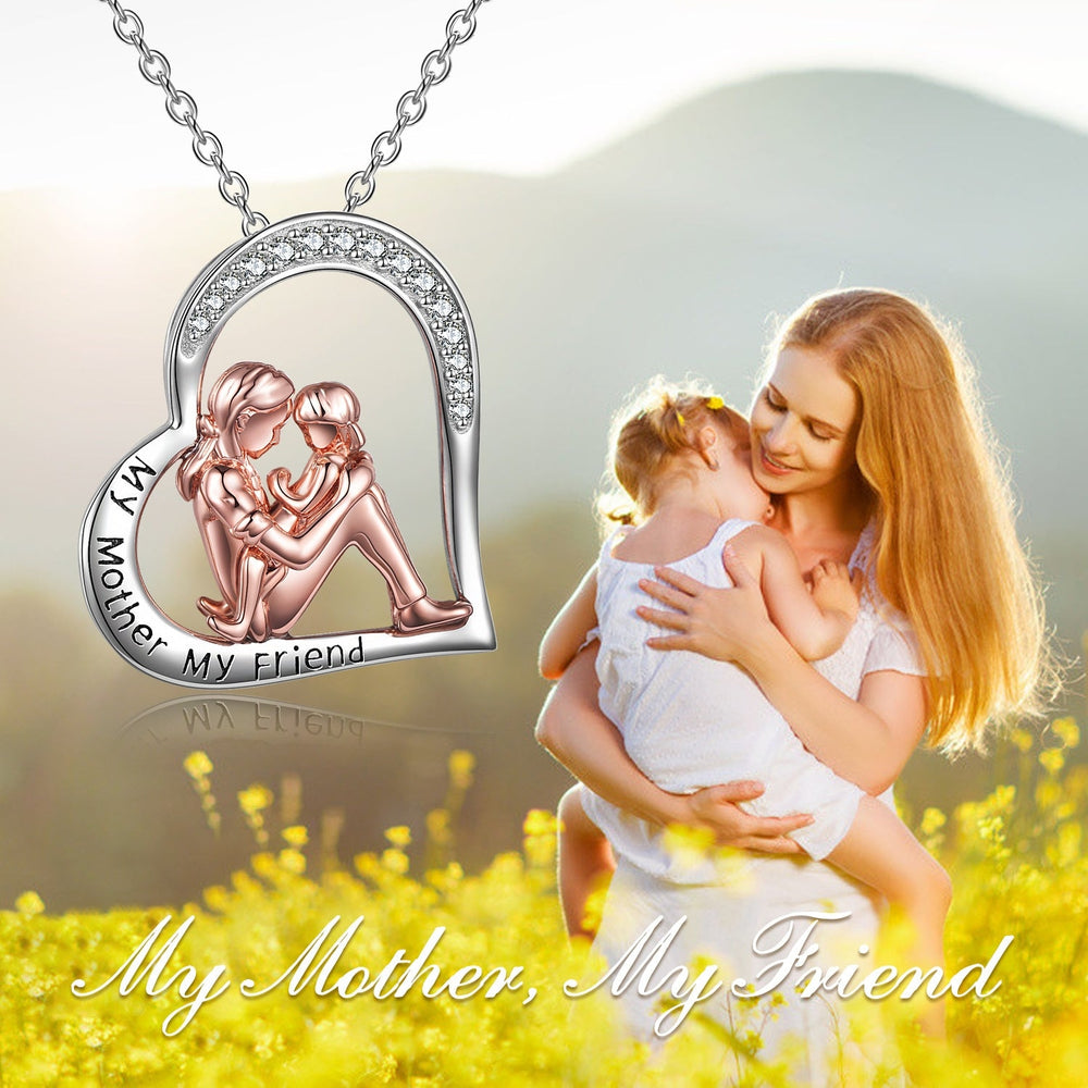 Mother Daughter Necklace 925 Sterling Silver Engraved My Mother My Friend Jewelry Mothers Day Birthday Gifts for Mom Image 2