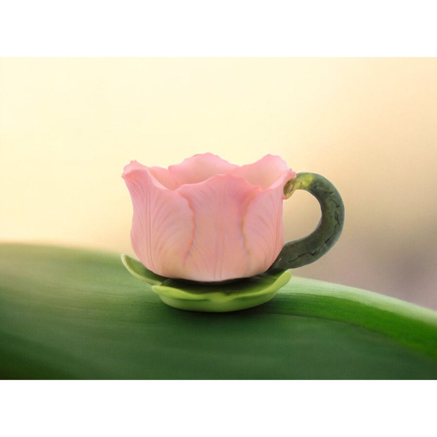 Ceramic Pink Tulip Flower Votive Candle Holder 2.25in Image 1