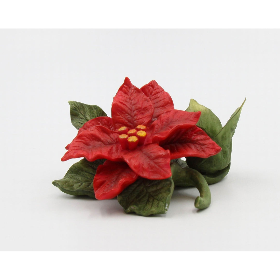 Ceramic Poinsettia Flower Candle Holder 2.5in Christmas Image 4