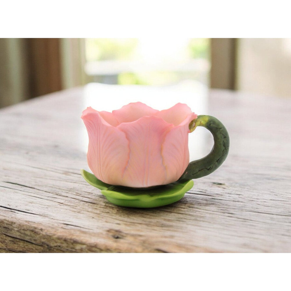 Ceramic Pink Tulip Flower Votive Candle Holder 2.25in Image 2