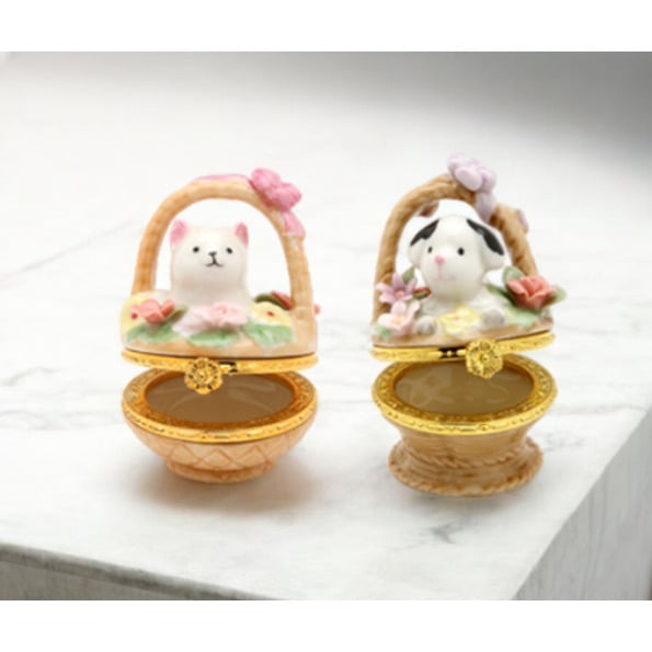 Ceramic Puppy Kitten Hinge Boxes 2.5in  Cat Dog Image 2