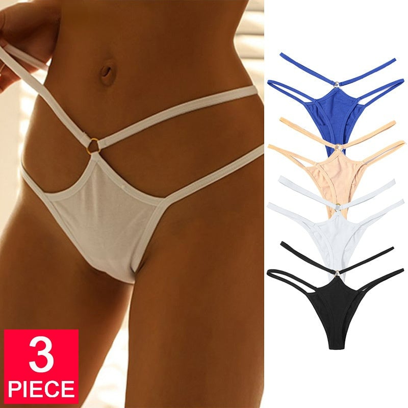 Women Fashion 3Pcs/Lot Cotton Panties G-String Thong Hollow Out Underwear Bandage Seamless Soft Knickers Lingerie Image 1