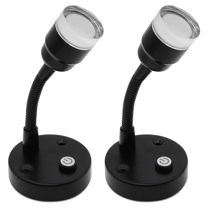 12V RV LED Reading Lights Pack of 2 Blue Warm White Wall Mount Black Shell Image 1