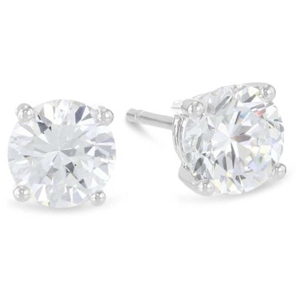 Paris Jewelry 14K White Gold 2 Carat Round Diamond Solitaire Stud Earrings Image 2