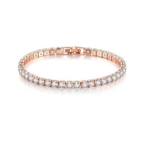 Paris Jewelry 18k Rose Gold 6 Cttw Created White Sapphire Round Clasp Tennis Bracelet Plated Image 1