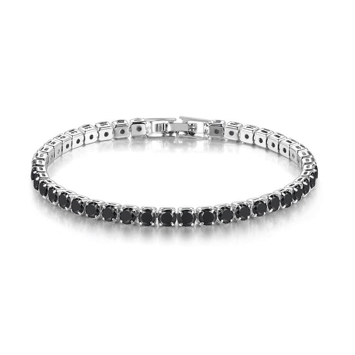 18k White Gold 6 Cttw Created Black Sapphire Round Clasp Tennis Bracelet Plated Image 1