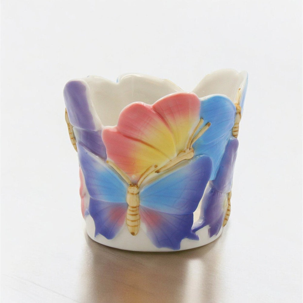 Ceramic Rainbow Butterfly Votive Candle Holder 2 3/4" Image 2