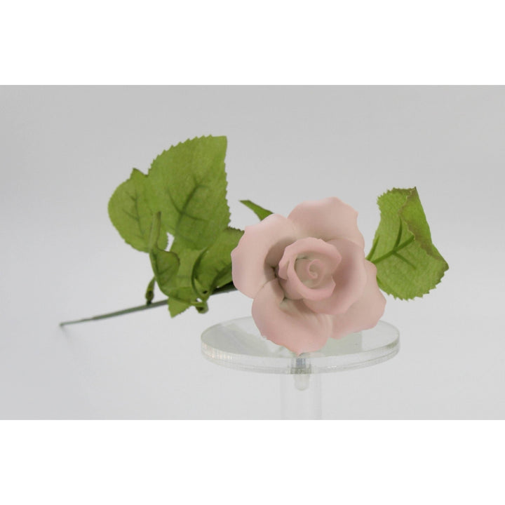 Hand Crafted Ceramic Pink Rose Flowers Set of 2 13.5 Inches Gift Image 4