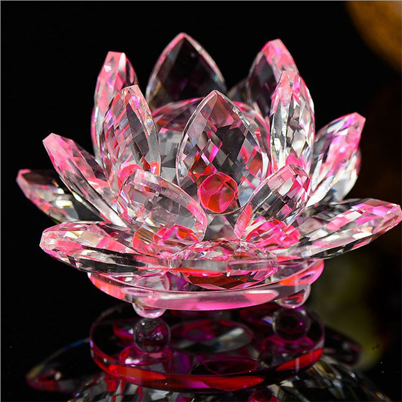 80mm Quartz Crystal Lotus Flower Crafts Glass Paperweight Fengshui Ornaments Figurines Home Wedding Party Decor Gifts Image 2