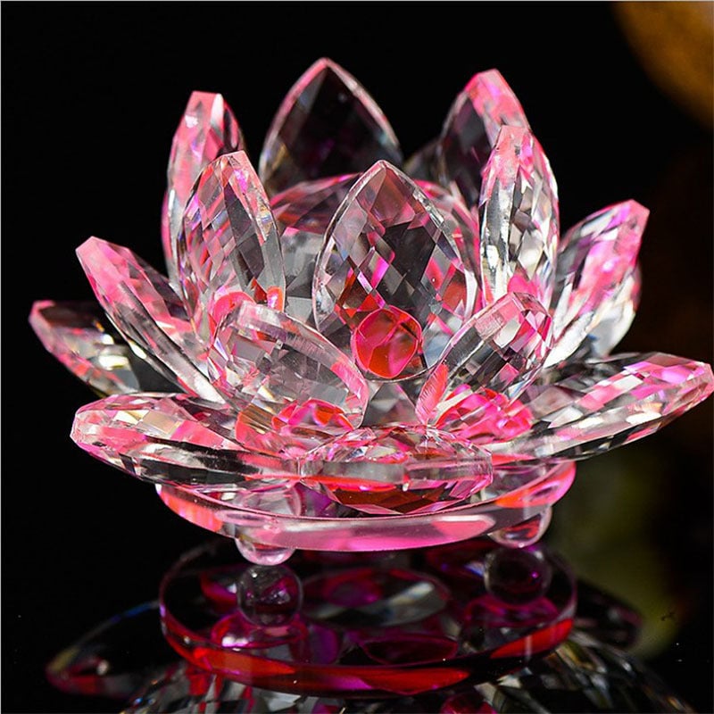 80mm Quartz Crystal Lotus Flower Crafts Glass Paperweight Fengshui Ornaments Figurines Home Wedding Party Decor Gifts Image 1