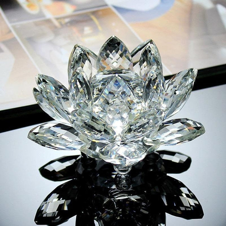 80mm Quartz Crystal Lotus Flower Crafts Glass Paperweight Fengshui Ornaments Figurines Home Wedding Party Decor Gifts Image 4