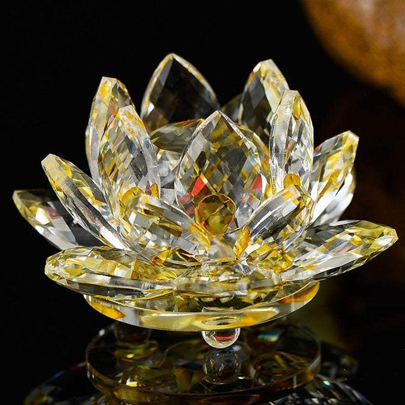 80mm Quartz Crystal Lotus Flower Crafts Glass Paperweight Fengshui Ornaments Figurines Home Wedding Party Decor Gifts Image 4