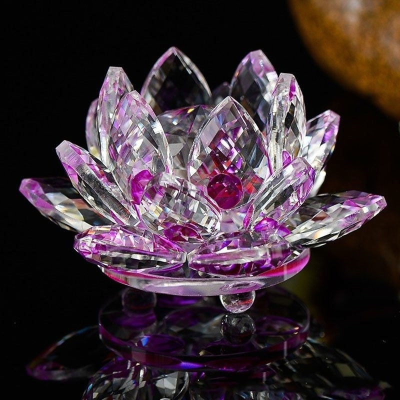 80mm Quartz Crystal Lotus Flower Crafts Glass Paperweight Fengshui Ornaments Figurines Home Wedding Party Decor Gifts Image 1