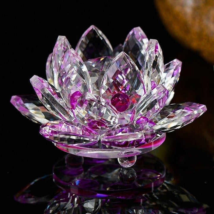 80mm Quartz Crystal Lotus Flower Crafts Glass Paperweight Fengshui Ornaments Figurines Home Wedding Party Decor Gifts Image 1