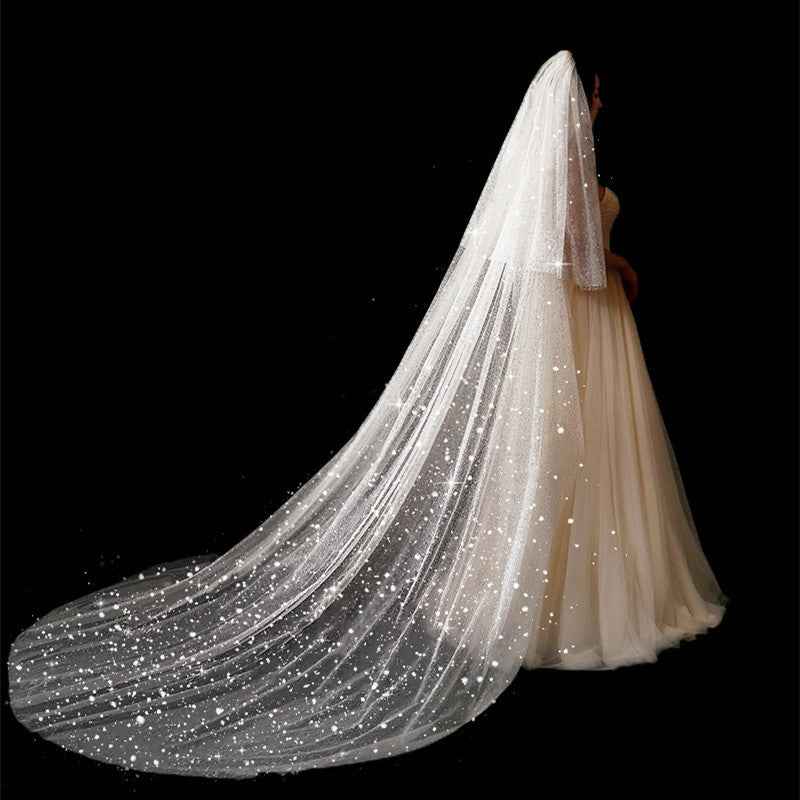 Bridal Wedding Dress Long Tail Luxury Super Fairy Wedding Veil Image 1