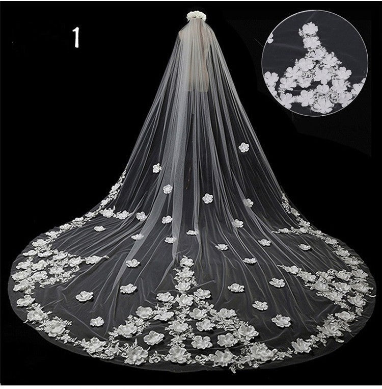 Bridal Wedding Dress Long Tail Luxury Super Fairy Wedding Veil Image 2