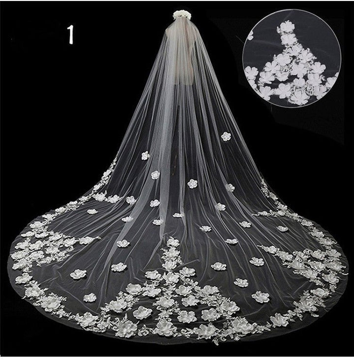 Bridal Wedding Dress Long Tail Luxury Super Fairy Wedding Veil Image 1