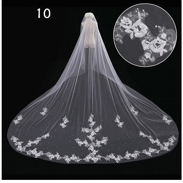 Bridal Wedding Dress Long Tail Luxury Super Fairy Wedding Veil Image 3