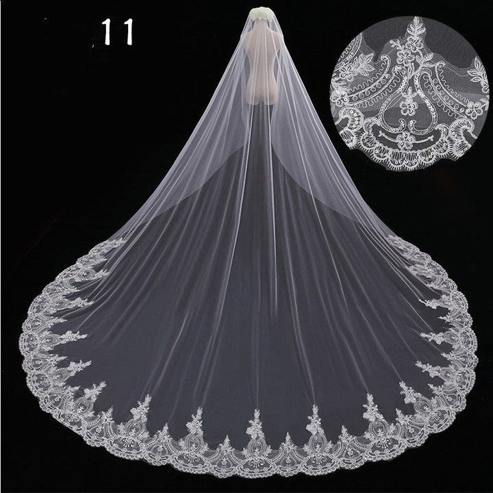 Bridal Wedding Dress Long Tail Luxury Super Fairy Wedding Veil Image 4